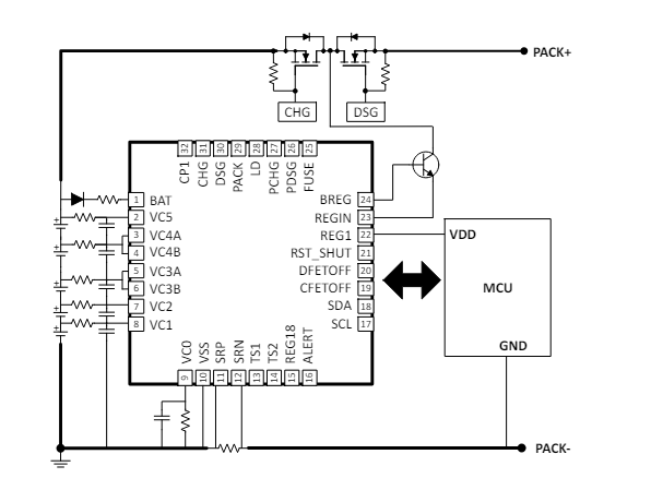 Schematic - Texas Instruments BQ76922 3- to 5-Series Battery Monitor
